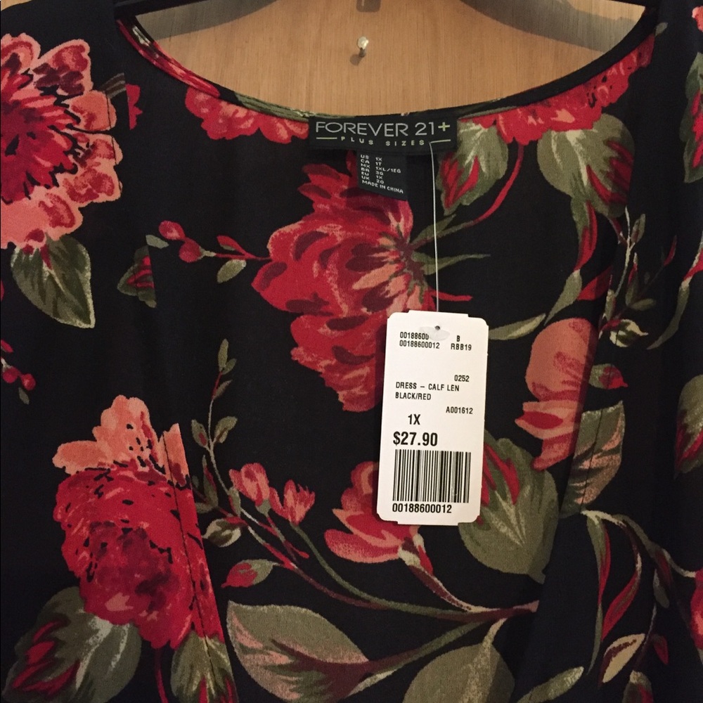 Forever 21+ Black with Red Floral Maxi dress